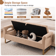 thumbnail image 5 of Aemeios 66"W Teddy Tufted Storage Bench for Bedroom End of Bed with Gold Legs and Two Pillows, Camel, 5 of 12
