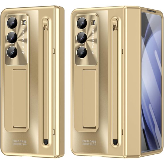 Galaxy Z Fold 6 Case with Hinge Protection, Kickstand, S Pen Holder, Screen Protector and Camera Protection - for Samsung Galaxy Z Fold 6 5G 2024 (Gold)