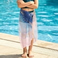 thumbnail image 4 of Sheer Sarong Cover Up For Girls Chiffon Lightweight Sun Protection Wrap Beach Skirts Cute Print Swinsuit Coverups (Free Size, Blue), 4 of 9