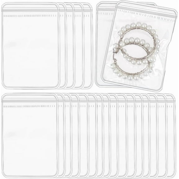100Pcs 2.8 X 4 Inch PVC Jewelry Bags Clear Plastic Jewelry Bags Self Seal Ziplock Pouch Organizer Anti Transparent Packing Storage Bags for Holding Bracelet Ring Earring Necklace Clear DIY