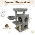 thumbnail image 3 of Gymax 33.5'' Cat Tree w/ 2-Tier Condo Padded Plush Top Perch Sisal Scratching Posts Light Gray, 3 of 10