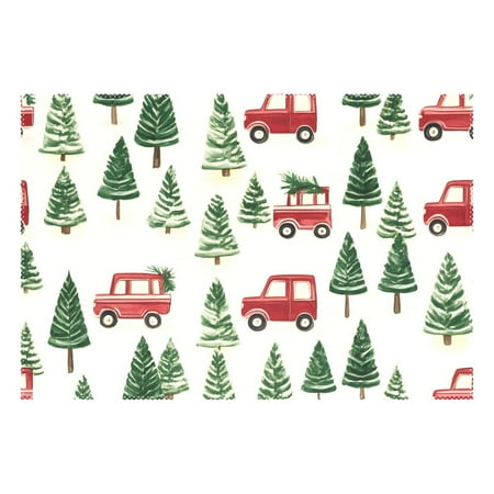 

Ryvnso 1 Piece Placemats Christmas Tree Trucks Dining Mats Heat-Resistant Non-Slip Washable Table Mat