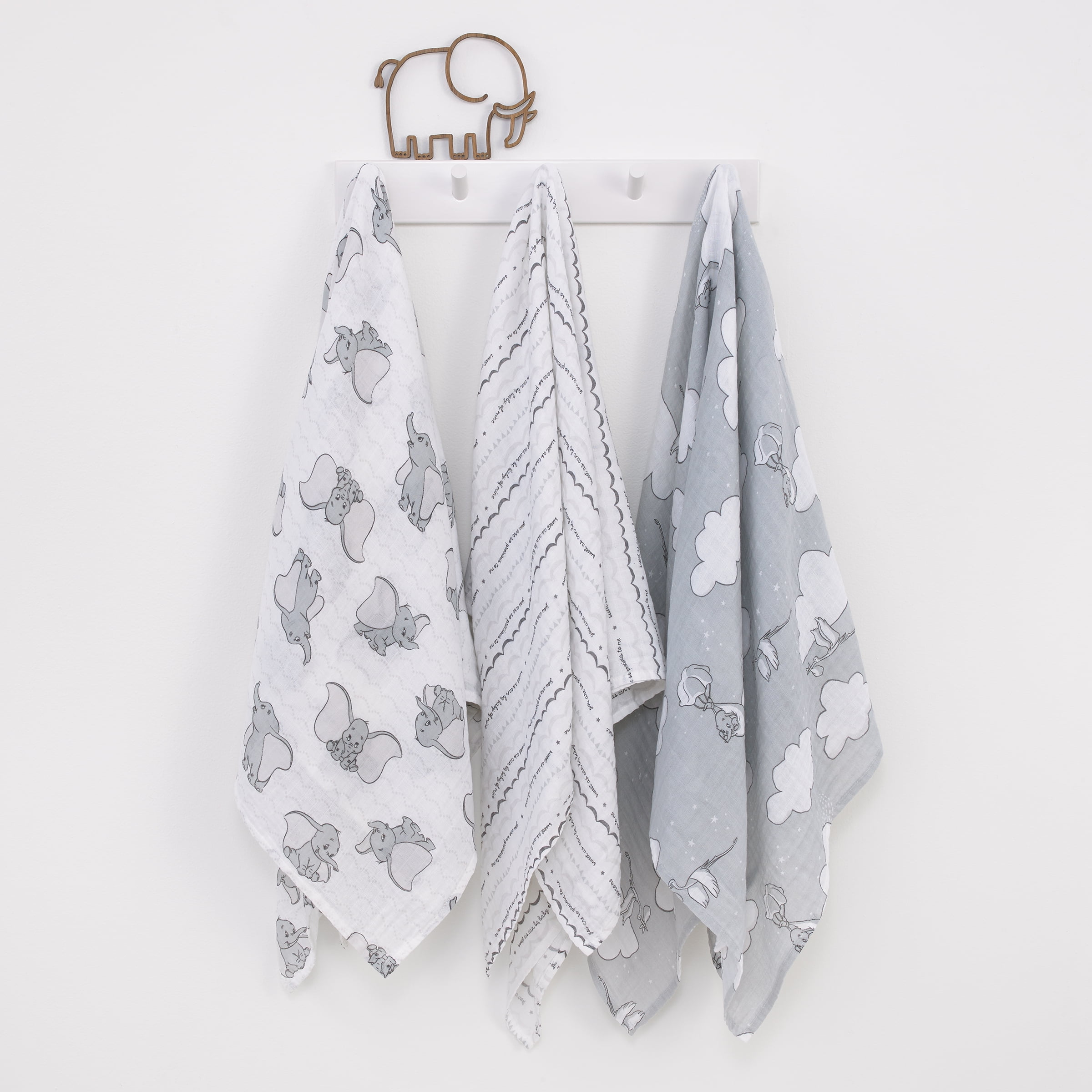 Disney Dumbo 3 Piece Muslin Swaddle Baby Blankets
