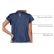 thumbnail image 4 of Blusa de Mujer PRETTYGARDEN Satín con Volantes Manga Corta Azul Marino Talla L, 4 of 6