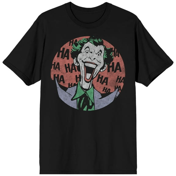Batman Joker Laughing Circle Men's Black T-shirt-Large