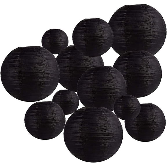 Paper Lanterns 12 Pcs Assorted Size of 6" 8" 10" 12" Chinese Round Paper Hanging Decorations Ball Lanterns Lamps for Home Decorations, Parties, Weddings，Christmas, and Halloween