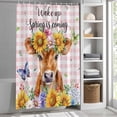 thumbnail image 6 of Spring Cow Standard Shower Curtain Set, Waterproof Shower Curtains for Bathroom, Summer Sunflower Botanical Pink Plaid Washable Fabric Bath Curtain for Bathtub Decoration with Hooks 72x72 Inches, 6 of 9