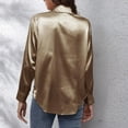 thumbnail image 5 of Arlun Artificial Silk Long Sleeve Shirts for Women 2025 Loose Fit Button down Lapel Satin Shirt Dressy Casual Lightweight Soft Comfy Solid Color Blouse Tops Khaki XXL, 5 of 6