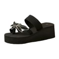 thumbnail image 6 of Rokment Sparkly Rhinestones Pearl Platform Wedge Sandals for Women 2026 Beach Summer Bling Flower Memory Foam Chunky Flip Flops Comfortable Walking Dressy Slides Vacation Black Size 6, 6 of 7