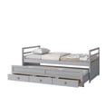 thumbnail image 7 of Harper & Bright Designs Twin Size Daybed Bed with Trundle and Three Storage Drawers, Wood Platform Bed with Headboard and Footboard, Grey, 7 of 7