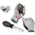 thumbnail image 1 of Ensemble de Gants Résistants aux Coupures avec Couteau en Acier Inoxydable de 8,9 cm, Grand, 1 of 8