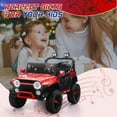 thumbnail image 6 of 24V Kids Ride on Car, 2 Seater Ride on Toy for Big Kids with Remote Control, Kids Electric Red Jeep, 3 Speeds, LED Lights, Bluetooth Music, Red, 6 of 8