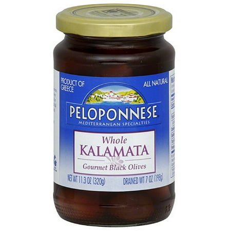 Gourmet Olive - Peloponnese Gourmet Whole Kalamata Black Olives, 11.3 oz (Pack of 6)