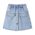 thumbnail image 7 of SNKSDGM Elastic Waist Light Wash A-Line Denim Skort for Big Girls, Summer Casual Pocket Mini Jean Skirt with Liner Shorts a-Blue 14-15 Years, 7 of 7