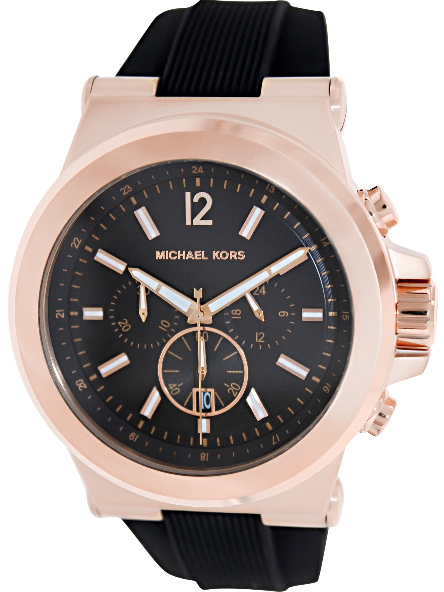 Michael Kors Men's Dylan MK8184 Rose-Gold Rubber Quartz Dress Watch ...