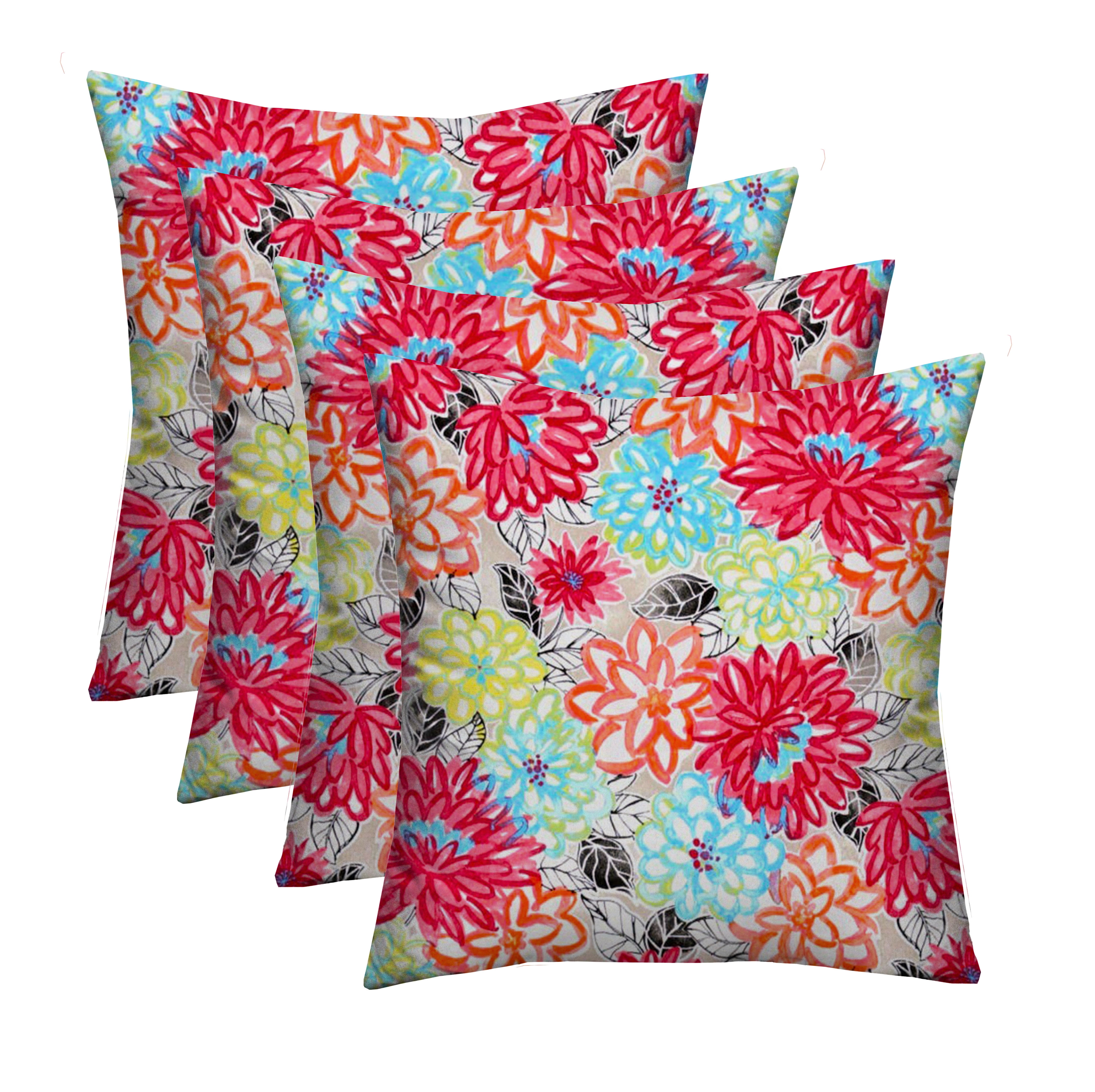 2-Baby Blue /& Ivory Stripe /& 2-Coral Mixed Pillow Set RSH D/écor Indoor Outdoor Set of 4-17x 17 Square Pillow Set Weather Resistant Choose Pillow Color