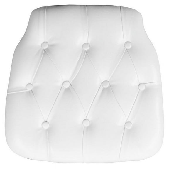 Bowery Hill Vinyl Faux Leather Tufted Chiavari Seat Cushion in White