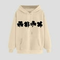 thumbnail image 2 of VBTAPA Women's St Patrick's Day Hooded Sweatshirt Lucky Clover Graphic Print Casual Irish Pullover Hoodies with Kangaroo Pocket Khaki XXL, 2 of 5