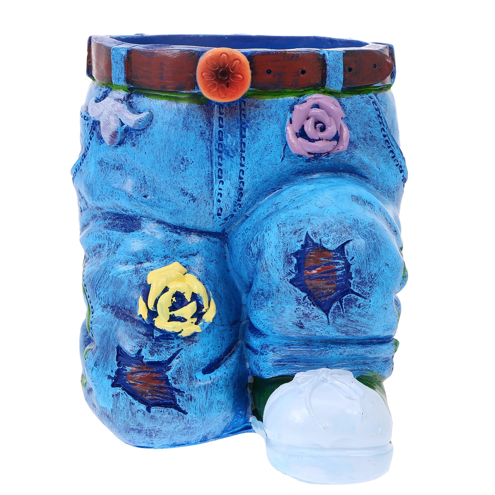 Hemoton 1Pc Unique Pants Shaped Flower Pot Home Garden Planter Creative Plants Pot Blue