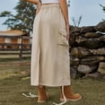 thumbnail image 6 of Besolor Cargo Long Skirts for Women Trendy High Waisted Vintage Drawstring Maxi Skirt with Flap Pockets, 6 of 8