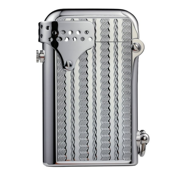 Retro Brass Windproof Kerosene Lighter, Refillable, Soft-Flame, Camping, Automatic Ignition, Non-Slip Durable, Luxury, Collectible, Men's Gift, Thorens Gen 6 Double Claw Silver Wave Reflection