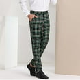 thumbnail image 5 of Stamzod Mens Pants Stretch Flat Front Business Casual Pants with Pocket Plaid Printed Straight Dress Pants for Men Army Green-3 XXXL, 5 of 7