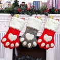 thumbnail image 6 of Pet Paw Huge Plush Christmas Stockings 2 Pack Xmas Decorations Fireplace Hanging Socks Family Holiday Dog Cat Gift Stockings 17.32inch(Grey & Red), 6 of 8