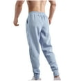 thumbnail image 4 of LMOIPLI Men's Casual Sweatpants Elastic Waist Comfortable Drawstring Lightweight Soft Fabric Solid Color Fashionable for Outdoor Daily Wear Leisure Activities Blue XL, 4 of 5