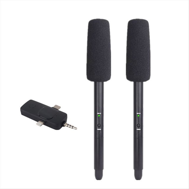 Micrófono Inalámbrico para Entrevistas, Cámara Réflex Móvil, Ideal para Reporteros, con Cancelación de Ruido para Exteriores, Portátil, 1 A 2.