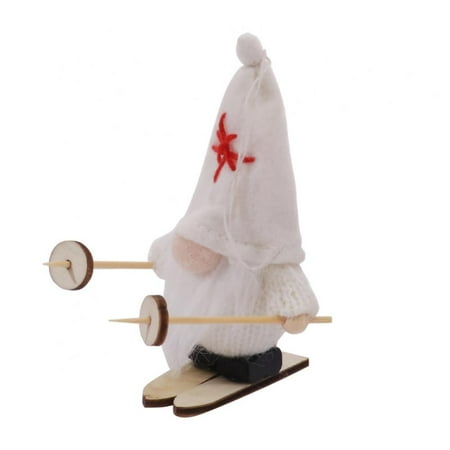 

Popvcly Wood Skis Cute Faceless Doll Christmas Decorations Xmas Tree Hanging Pendant New Year Gift