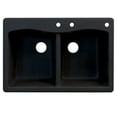 thumbnail image 5 of Transolid Aversa 33in x 22in silQ Granite Drop-in Double Bowl Kitchen Sink with 3 CDE Faucet Holes, in Grey, 5 of 5