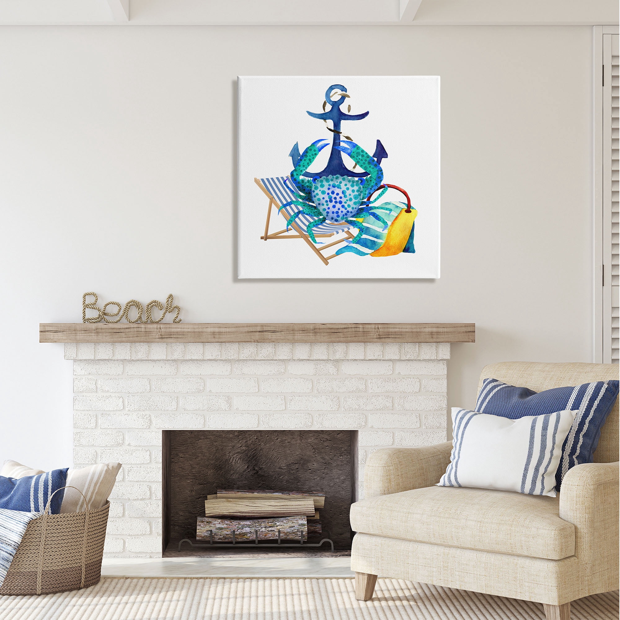 Stupell Industries Anchor & Beach Crab Animals & Insects Painting Gallery Wrapped Canvas Print Wall Art, 30 x 30