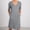 Gray, variant on Womens Dresses Cotton and Linen Solid Color V-Neck Mid-Length Dress Quick Dry Slim Fit Short Sleeve Sundress