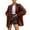 Brown, variant on Leather Jacket Women, Women Faux Leather Blazer Jackets Button Down Oversized Vintage Pu Leather Lapel Jacket Streetwear Womens Coats Red M