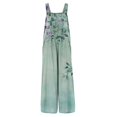 thumbnail image 7 of Women's Floral Print Sleeveless Overalls Loose Wide Leg Cotton Linen Jumpsuit with Pockets Green L, 7 of 7