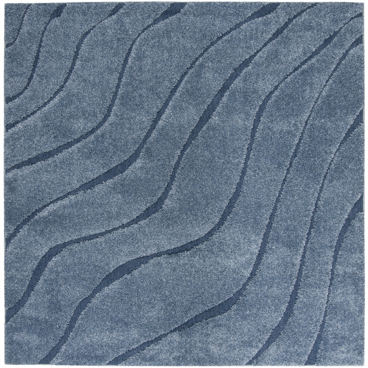 SAFAVIEH Florida Tabitha Geometric Waves Shag Runner Rug, Light Blue/Blue, 2'3\" x 7'