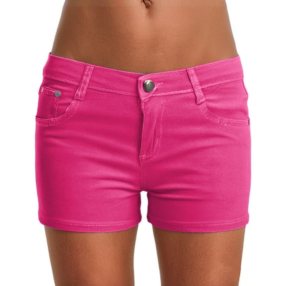 Prolriy Jean Shorts Womens, Summer 2025 Women's Candy White Denim Shorts Fit Colorful Denim Pants Womens Shorts Hot Pink 31