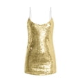 thumbnail image 5 of Zpanxa Plus Size Dress for Women Women Fashion Solid Color Sleeveless Sling Sexy Sequin V-Neck Dress Womens Dresses Yellow L, 5 of 5