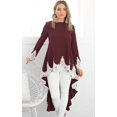 thumbnail image 2 of Women's Loose Lotus Leaf Cocktail Round Neck Flounce Ruffle Sleeve Irregular High Low Maxi Dress, 2 of 5