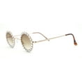 thumbnail image 3 of Large Rhinestone Rim Micro Small Hippie Round Circle Lens Metal Sunglasses Gold - Brown, 3 of 4