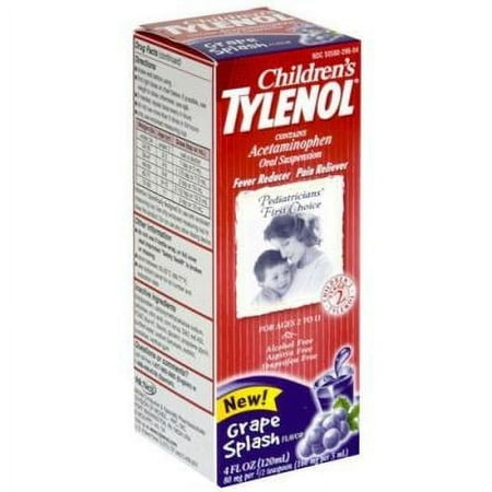 6 Pack - TYLENOL Children's Oral Suspension Grape Splash Flavor 4 oz