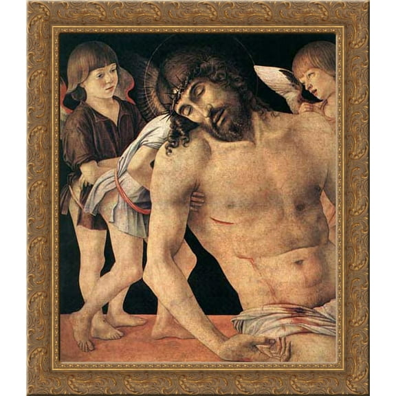 Piet? [detail] 20x22 Gold Ornate Wood Framed Canvas Art by Bellini, Giovanni