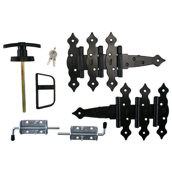 Shed Windows and More Shed Double Door Hardware Kit Decorative Hinges (6"), Locking T Handle Set, New Heavy Duty Barrel Bolts