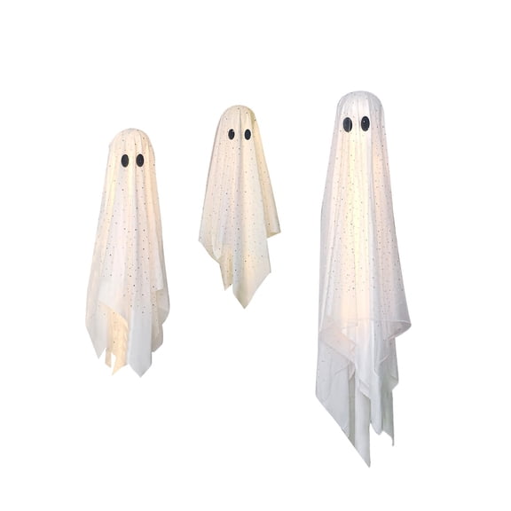Anvora Halloween White Hanging Ghost Pendant Decor, 3 Pack Spooky Ghost Hanging Prop for Front Door Window, Indoor Outdoor Halloween Party Home Yard Decor Halloween Ghost Decor Gifts