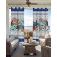 thumbnail image 4 of Navy Starfish Summer Blackout Curtains, Light Blocking Print Window Curtains, Ocean Conch Coral Coastal Shell Thermal Insulated Window Drapes for Living Room Kitchen Cafe 2 Panels, 84"W x 84"L, 4 of 9