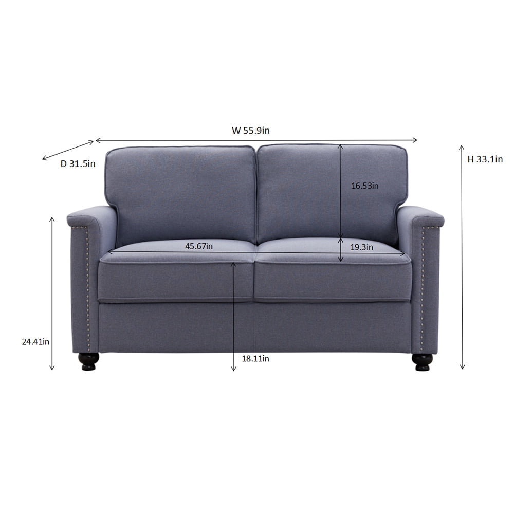 Kepooman 56" Modern Linen Farbic Loveseat Sofa, Overstuffed Classically 2-Seater Armrest Sofa for Living Room Bedroom Office, Gray Kepooman 56" Modern Linen Farbic Loveseat Sofa, Overstuffed Classically 2-Seater Armrest Sofa for Living Room Bedroom Office, Gray
