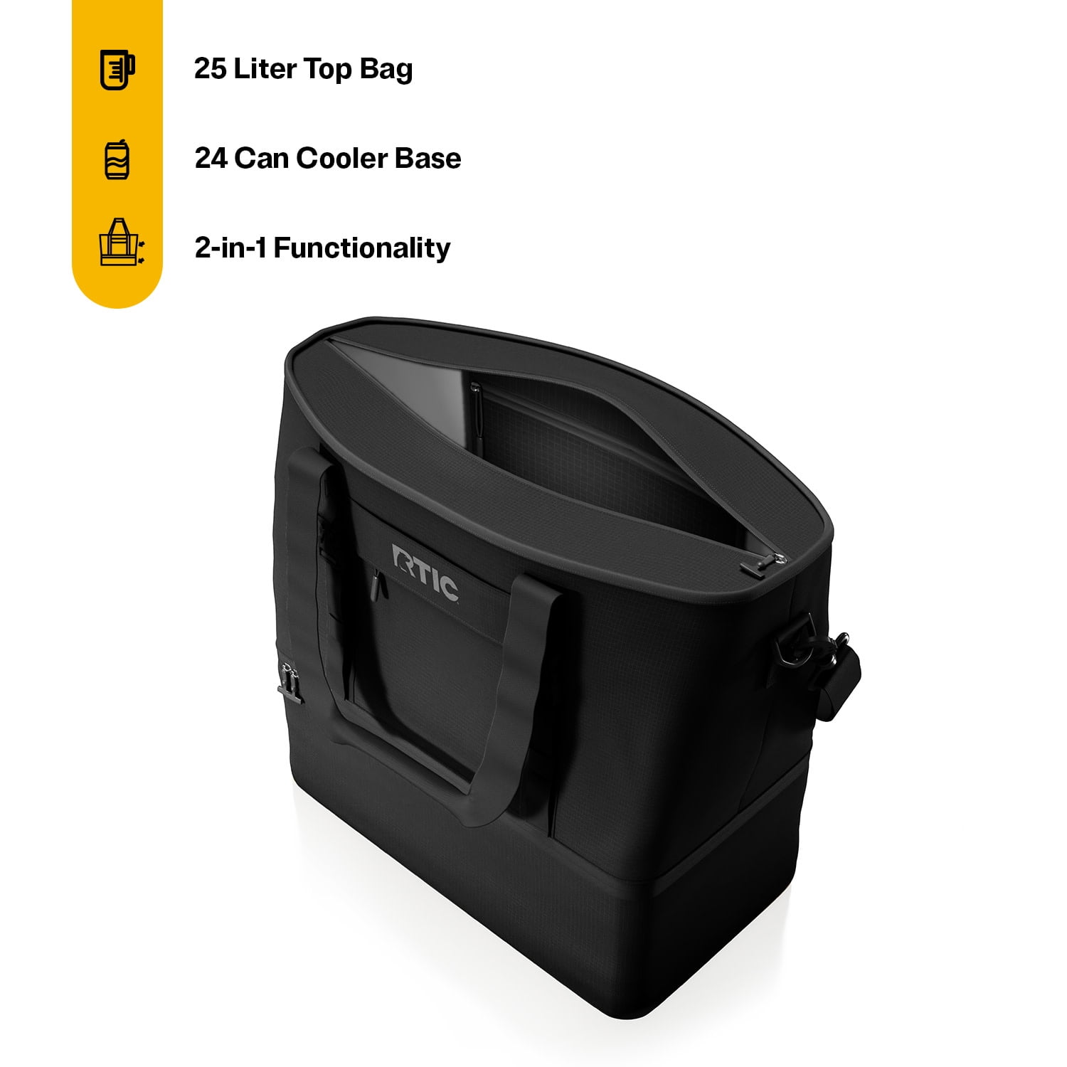 RTIC 24-Can, 25 Ltr, 2-in-1 Chillout Bag, Hybrid Cooler Bag with Cooler Compartment, Black