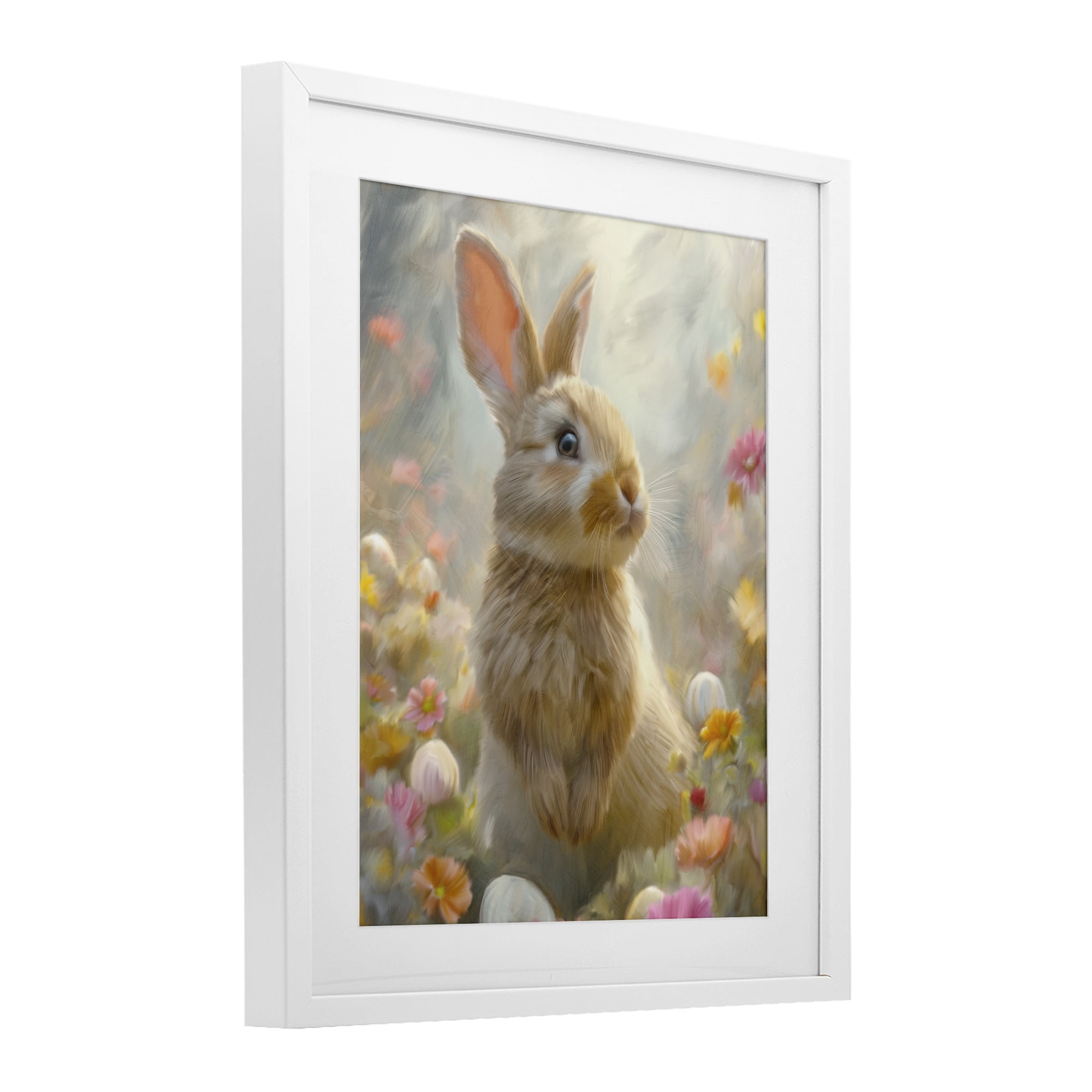 Stupell Industries Bunny Dreams Meadow White Framed Print Under Glass, design by Kim Allen