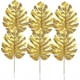 thumbnail image 1 of Paquete de 12 hojas de palma artificiales, hojas de monstera, plantas tropicales, seda, doradas, 1 of 5