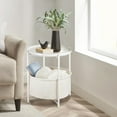 thumbnail image 6 of Round End Side Table, Sofa Side Snack Table with Fabric Storage Basket, Small bed Nightstand for Living Room Bedroom,White, 6 of 10